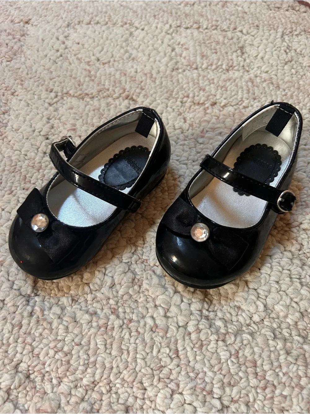 Primark Black Patent Mary Jane Shoes with Toe Gem